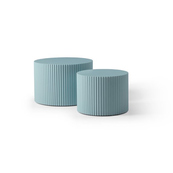 Tcbosik Set of 2 Modern Nesting Coffee Tables, Stacking Accent Table, Sofa Side Table, End Table for Living Room Bedroom Balcony, Light Blue