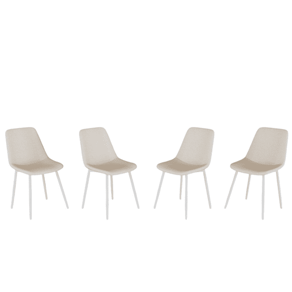 Tcbosik Set of 4 Modern Dining Chairs, Armless Kitchen Chairs, Linen Fabric Accent Chairs with Metal Legs for Home Office, Beige