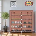thumbnail image 1 of Tcbosik Shoe Rack with Cover, 7 Tier Shoe Storage Organizer for Closet, Entryway, Hallway, Living Room, Mocha, 1 of 6
