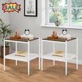 thumbnail image 1 of Tcbosik Side Tables Set of 2, End Table with Tempered Glass Top, 2-Tier Nightstand with Storage Shelf for Living Room, Bedroom, Easy Assembly, Brown & White, 1 of 8