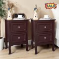 thumbnail image 1 of Tcbosik Side Tables Set of 2, Modern Nightstand with 2 Storage Drawers, 23.6 Inch End Table for Bedroom, Living Room, Easy Assembly, Brown, 1 of 10