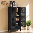 thumbnail image 1 of Tcbosik Sideboard Buffet Cabinet with 2 Doors, 55" Tall Storage Cabinet with Drawer and Adjustable Shelf, Accent Cabinet for Kitchen, Dining Room, Living Room, Black, 1 of 7