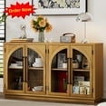 thumbnail image 1 of Tcbosik Sideboard Buffet Cabinet, Modern Storage Cabinet with 4 Glass Doors, Console Cabinet with Adjustable Shelves for Entryway, Living Room, Natural Wood, 1 of 10