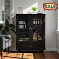 thumbnail image 1 of Tcbosik Sideboard Buffet Cabinet with Storage, 28" Farmhouse Coffee Bar Cabinet with Glass Doors and Adjustable Shelf, Modern Kitchen Cabinet with Drawer, Cupboard for Dining Room, Living Room, Black, 1 of 9