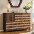 thumbnail image 1 of Tcbosik Sideboard Buffet Cabinet, Storage Cabinet with 2 Drawers and 3 Doors, Multi-Functional Accent Cabinet, Coffee Bar Cabinet for Hallway, Kitchen, Living Room, Walnut, 1 of 7