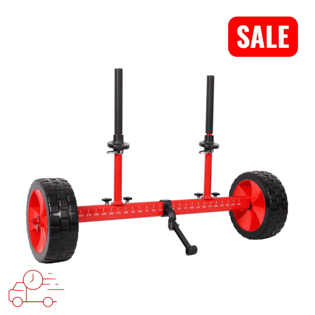 Tcbosik Sit On Top Kayak Cart with 10 Inch Airless Wheels, Heavy-Duty Plug-in Kayak Cart Dolly, Adjustable Width, Red