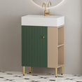 thumbnail image 1 of Tcbosik Small Bathroom Vanity with Ceramic Sink & Soft Closing Door, 21.6" Storage Cabinet with Open Shelves, Easy Assembly, Green, 1 of 8