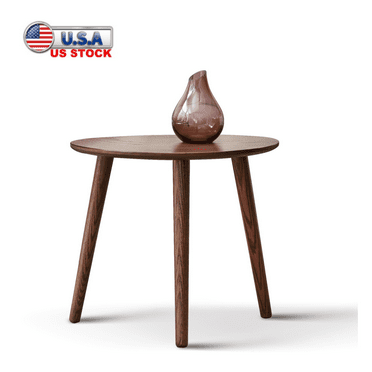 Tcbosik 25.5" Sofa Side Table, Oval End Table, Solid Wood Accent Table for Small Space, Living Room, Bedroom, Walnut