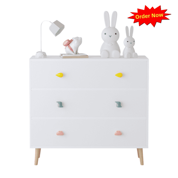 Tcbosik Small Dresser with 3 Drawers, 31.5" Chest of Drawers, Storage Organizer for Closet, Bedroom, Hallway, Living Room, White
