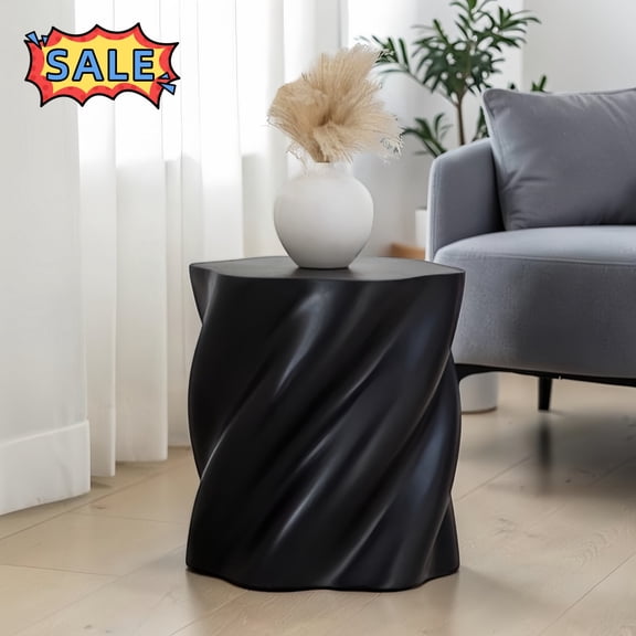 Tcbosik Small Side Table, 19.6 Inch Round End Table, Night Stand for Bedroom, Living Room, No Assembly Required, Black