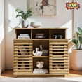 thumbnail image 1 of Tcbosik Small Storage Cabinet with 2 Sliding Doors, 36.1" Farmhouse Buffet Sideboard with Adjustable Shelf, Credenza for Dining Room, Kitchen, Entryway, Easy Assembly, Natural, 1 of 8