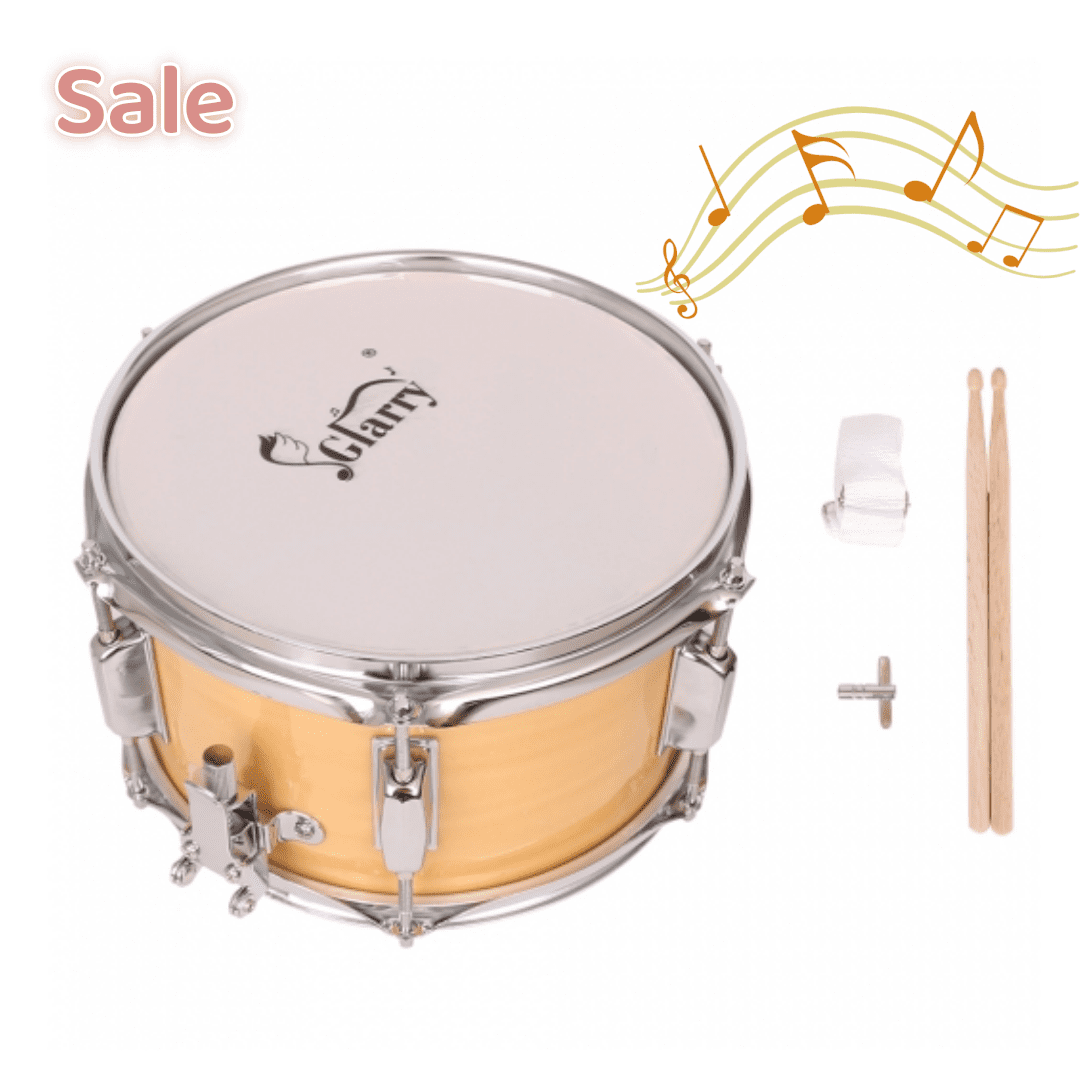 Tcbosik Snare Drum 10x6 inch, Drum Percussion Set with Strap and Drumstick for Beginners, Wood Color