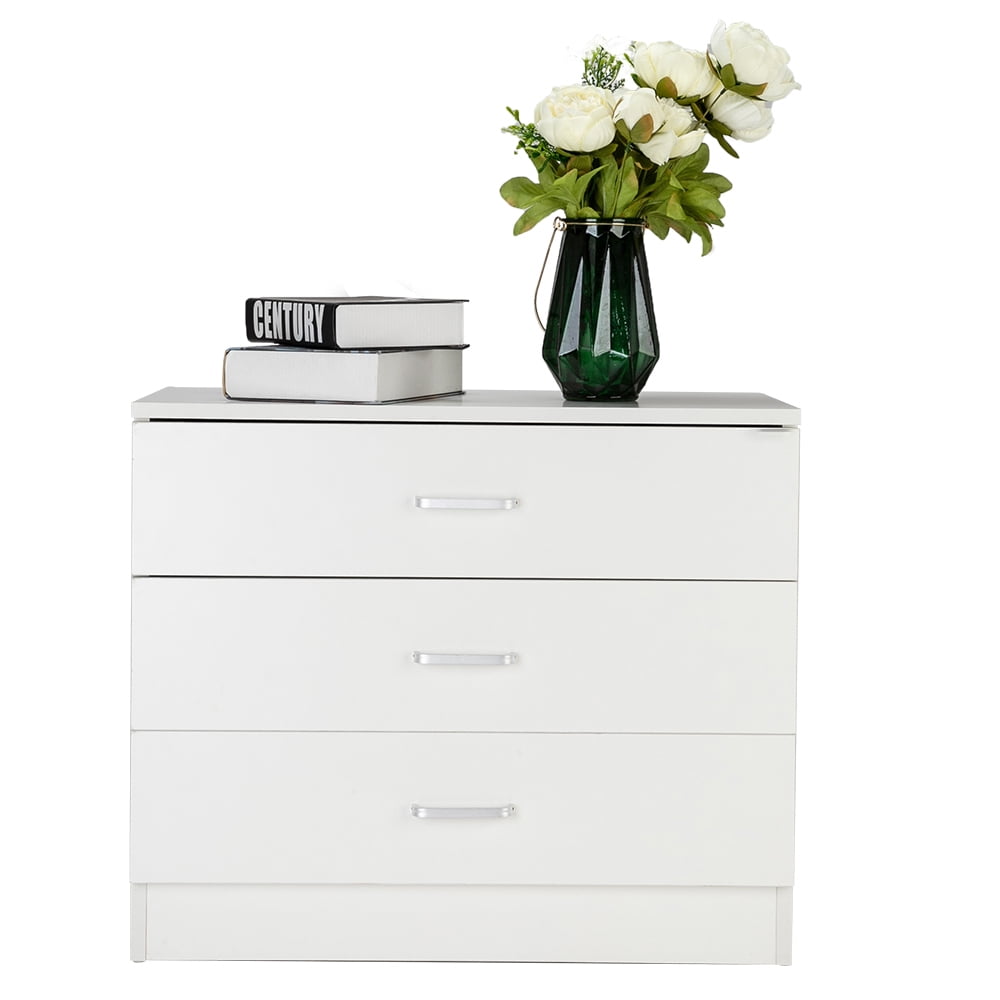 White Modern 3-Drawer Indoor Bedside Table