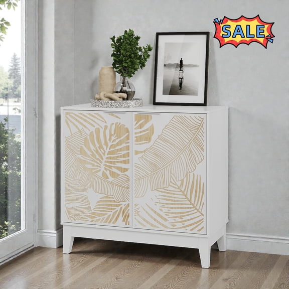 Tcbosik Storage Cabinet with 2 Doors, 31.5 inch Small Buffet Sideboard with Adjustable Shelf, Modern Accent Cabinet, Cupboard for Kitchen, Living Room, Dining Room, Easy Assembly, White