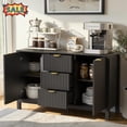 thumbnail image 1 of Tcbosik Storage Cabinet with 3 Drawers, 47.2" Buffet Cabinet with 2 Doors, Sideboard with Adjustable Shelves, Coffee Bar Cabinet for Living Room, Kitchen, Entryway, Black, 1 of 11