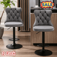 thumbnail image 1 of Tcbosik Swivel Bar Stools Set of 2, 24.8"-33" Height Adjustable Velvet Upholstered Barstool with Button Tufted Back, Counter Stool for Dining Room, Kitchen Island, Gray & Black, 1 of 10