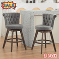 thumbnail image 1 of Tcbosik Swivel Bar Stools Set of 2, Counter Height Bar Chair with Tufted Button Backrest, Modern Upholstered Velvet Bar Chair with Wood Legs for Kitchen Island, Dining Room, Living Room, Gray, 1 of 11