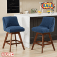 thumbnail image 1 of Tcbosik Swivel Bar Stools Set of 2, Modern Fabric Upholstered Bar Chair with Back, Counter Height Barstool with Wood Legs for Dining Room, Home Pub, Blue, 1 of 11