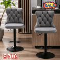 thumbnail image 1 of Tcbosik Swivel Bar Stools Set of 2, Velvet Upholstered Counter Height Barstools with Button Tufted Back, 24.8" - 33" Height Adjustable Modern Armless Kitchen Island Stool, Gray & Black, 1 of 11