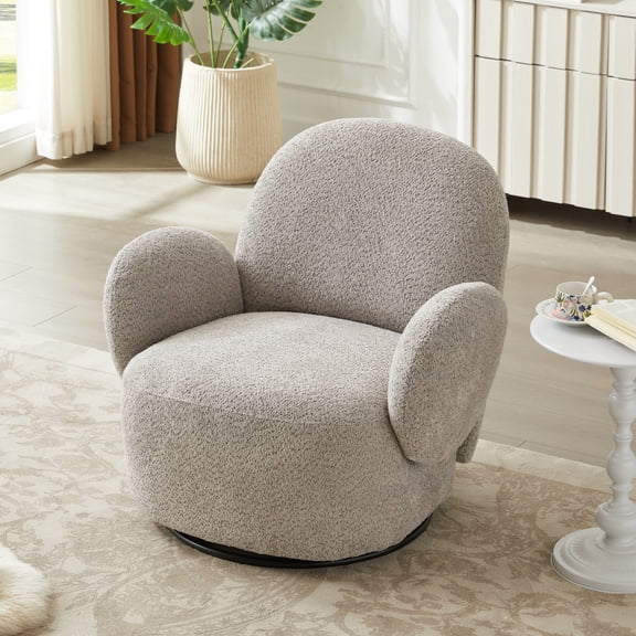 Tcbosik Swivel Barrel Chair, Single Sofa Chair, Modern Accent Chair for Living Room Bedroom, Grey