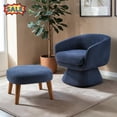 thumbnail image 1 of Tcbosik Swivel Barrel Chair with Ottoman, 360 Degree Upholstered Armchair, Modern Accent Chair, Single Sofa Chair for Living Room, Bedroom, Blue, 1 of 6