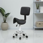 Tcbosik Swivel Saddle Stool Chair with Back Support, Height-Adjustable Ergonomic Esthetician Stool for Salon Tattoo Spa Medical Dentist Clinic Black