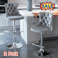 thumbnail image 1 of Tcbosik Swivel Upholstered Bar Stools Set of 2, 24.8"-33" Adjustable Counter Height Barstool with Button Tufted Back, Modern Bar Chair with Metal Base for Dining Room, Living Room, Gray & Silver, 1 of 11