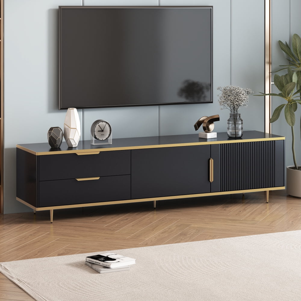 Tcbosik TV Media Console Table with 2 Drawers and 2