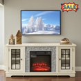 thumbnail image 1 of Tcbosik TV Stand with 18" Electric Fireplace for TVs up to 65 inch, Entertainment Center with Adjustable Shelves and 2 Doors, Media Console for Living Room, White, 1 of 8