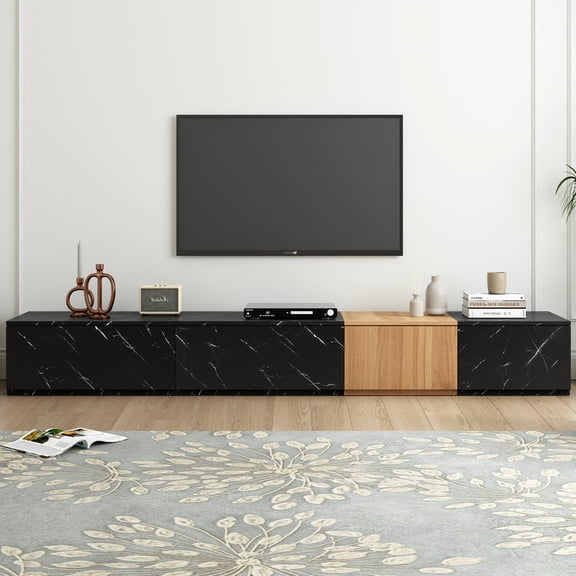 Tcbosik TV Stand for TVs up to 88", Free-Combination Media Console with 4 Drawers, Entertainment Center for Living Room, Black
