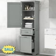 thumbnail image 1 of Tcbosik Tall Bathroom Cabinet, 68.4"H Storage Cabinet with Door and 2 Drawers, Freestanding Pantry Cabinet with Adjustable Shelf, Narrow Floor Cabinet for Living Room, Dining Room, Kitchen, Grey, 1 of 9