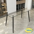 thumbnail image 1 of Tcbosik Tempered Glass Dining Table with Metal Legs, 51" Rectangular Kitchen Table for Home Office, Black, 1 of 11