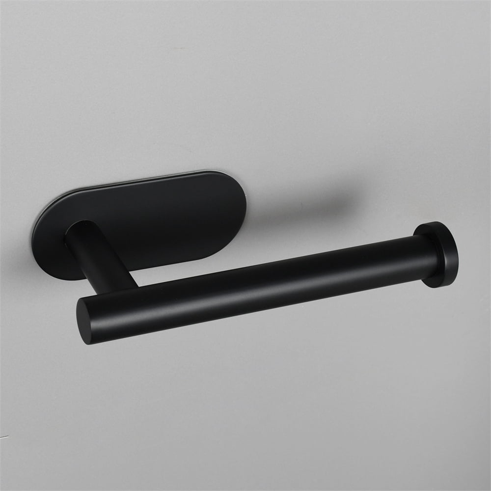 Tcbosik Toilet Paper Holder, Stainless Steel Adhensive Tissue Paper Roll Holder for Bathroom Kitchen, Black