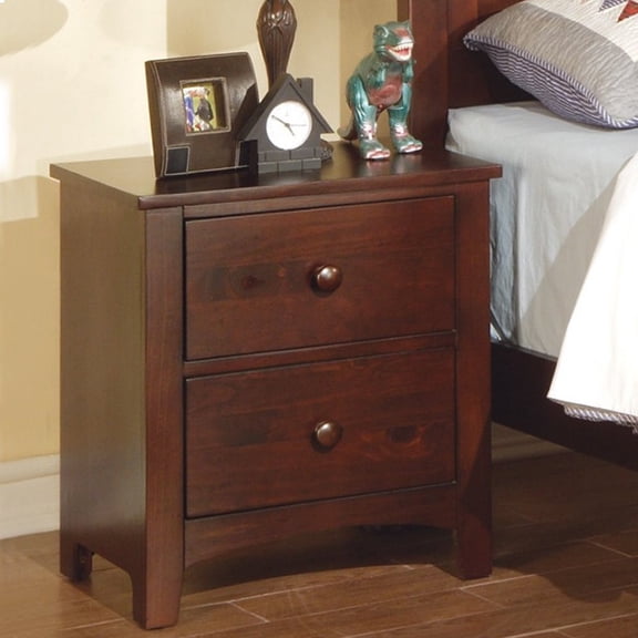 Tcbosik Traditional Nightstand Side Table with 2 Drawers, Functional 2-Drawer Bedside Table 22"L x 16"W x 24"H, Brown