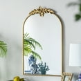 thumbnail image 1 of Tcbosik Traditional Vintage Ornate Baroque Mirror, 24" x 36" Wall Mirror with Gold Matel Frame amd Leaf Decor, Arched Mirror for Entryway/Bathroom/Fireplace, 1 of 9