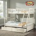 thumbnail image 1 of Tcbosik Twin-Over-Full Size Bunk Bed with 2 Storage Drawers, Wood Bed Frame with Built-in Ladder and Full Length Guardrail, Space Saving, Cream, 1 of 9