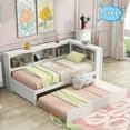 thumbnail image 1 of Tcbosik Twin Size Day Bed with Trundle, Sofa Bed with Charging Station, Wood Bed Frame with Open Shelves for Small Space, No Box Spring Needed, White, 1 of 11