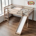 thumbnail image 1 of Tcbosik Twin Size Loft Bed, Wood Bed Frame with Slide, Ladder and Guardrail for Bedroom, No Box Spring Needed, Natural, 1 of 11