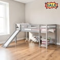 thumbnail image 1 of Tcbosik Twin Size Loft Bed with Slide and Ladder, Wood Bed Frame for Bedroom, Easy Assembly, Gray, 1 of 10