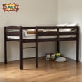 thumbnail image 1 of Tcbosik Twin Size Low Loft Bed with Built-in Ladder and Full Length Guardrail, Easy Assembly, Espresso, 1 of 7