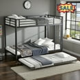 thumbnail image 1 of Tcbosik Twin XL Over Twin XL Bunk Bed with Trundle, Metal Bed Frame with Ladder and Full-Length Guardrail, Noise Free, Black, 1 of 9