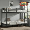 thumbnail image 1 of Tcbosik Twin XL over Twin XL Size Bunk Bed, Heavy Duty Metal Bed Frame with Built-in Ladder and Full-Length Guardrail for Bedroom, No Box Spring Needed, Black, 1 of 9