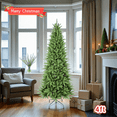 thumbnail image 1 of Tcbosik Unlit Slim Christmas Tree, 4ft Artificial Xmas Tree with 424 Branch Tips, Holiday Decor with Metal Stand, Green, 1 of 8