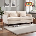 thumbnail image 1 of Tcbosik Upholstered 2-Seat Sofa, 68.9 inch Chenille Couch with Pillows, Loveseat with Wood Legs for Small Space, 500 lbs Capacity, Beige, 1 of 9
