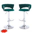 thumbnail image 1 of Tcbosik Upholstered Bar Stools Set of 2, Velvet Fabric Swivel Barstools, 23.6"-32" Height Adjustable Bar Chair with Back for Kitchen, Dining Room, Green, 1 of 9