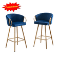 thumbnail image 1 of Tcbosik Upholstered Bar Stools Set of 2, Counter Height Barstool with Back, Modern Velvet Bar Chair with Metal Legs for Kitchen Island, Blue, 1 of 8