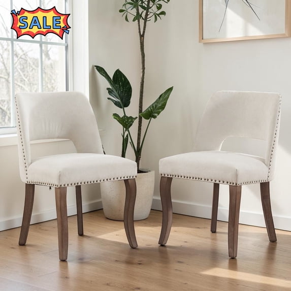 Tcbosik Upholstered Dining Chairs Set of 2, Modern Side Chair for Kitchen, Living Room, Beige