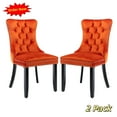 thumbnail image 1 of Tcbosik Upholstered Dining Chairs Set of 2, Velvet Fabric Side Dining Room Chair with Tufted Button Back for Kitchen, Orange & Black, 1 of 9