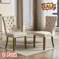 thumbnail image 1 of Tcbosik Upholstered Velvet Chairs Set of 2, Dining Chair with Button Tufted Back, Modern Accent Chair with Solid Wood Legs for Kitchen, Easy Assembly, Beige, 1 of 11