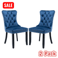thumbnail image 1 of Tcbosik Upholstered Velvet Chairs Set of 2, Padded Dining Chair with Solid Wood Legs, Side Chair with Solid Wood Legs for Kitchen, Easy Assembly, Blue & Black, 1 of 9